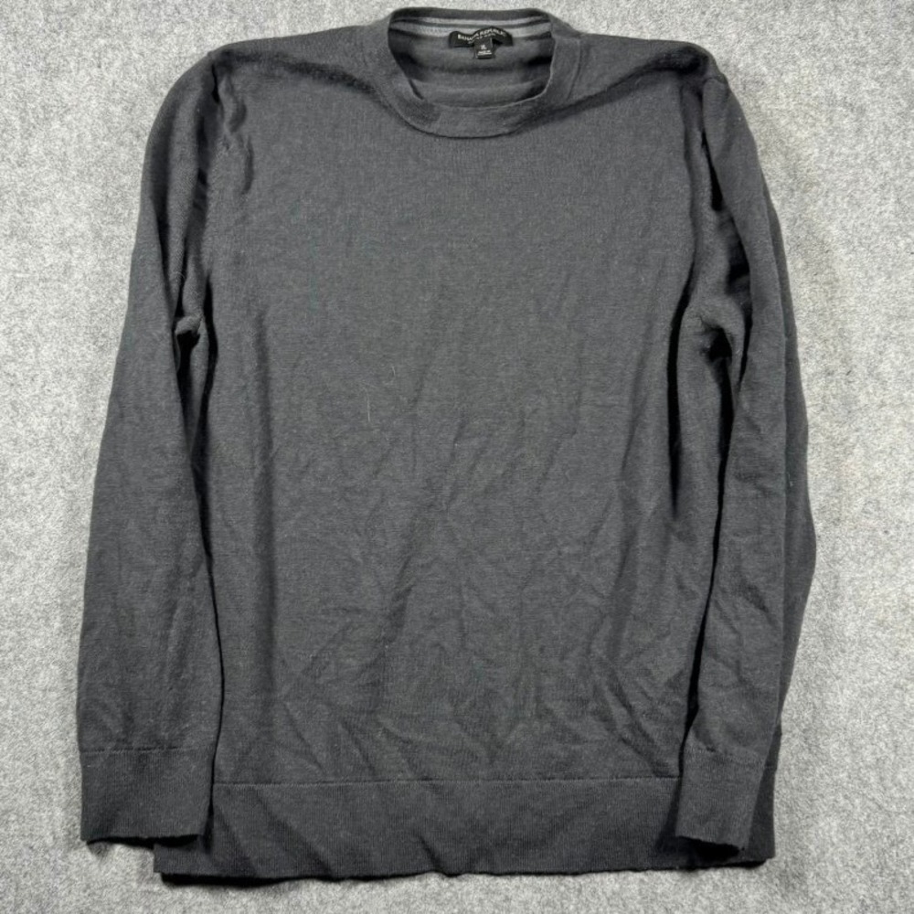 Banana Republic Mens XL Merino Wool Crewneck Sweater Charcoal Gray Fine Knit